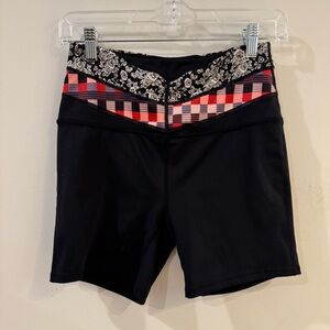 SOLD Black and Red Bike Shorts with Bold Patterns